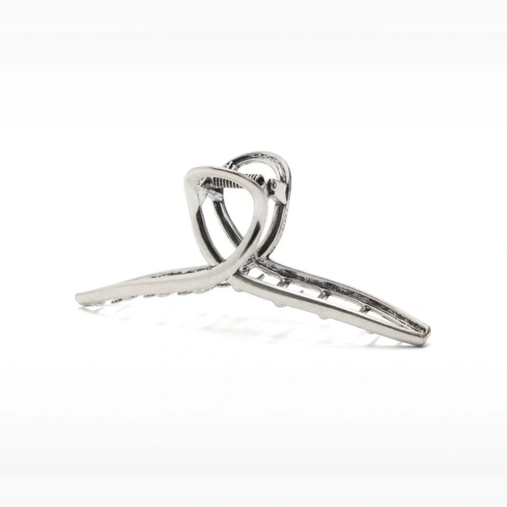 Silver Swirl Large Hair Claw Clip French Alloy Metal Jaw Accessory New NIP
